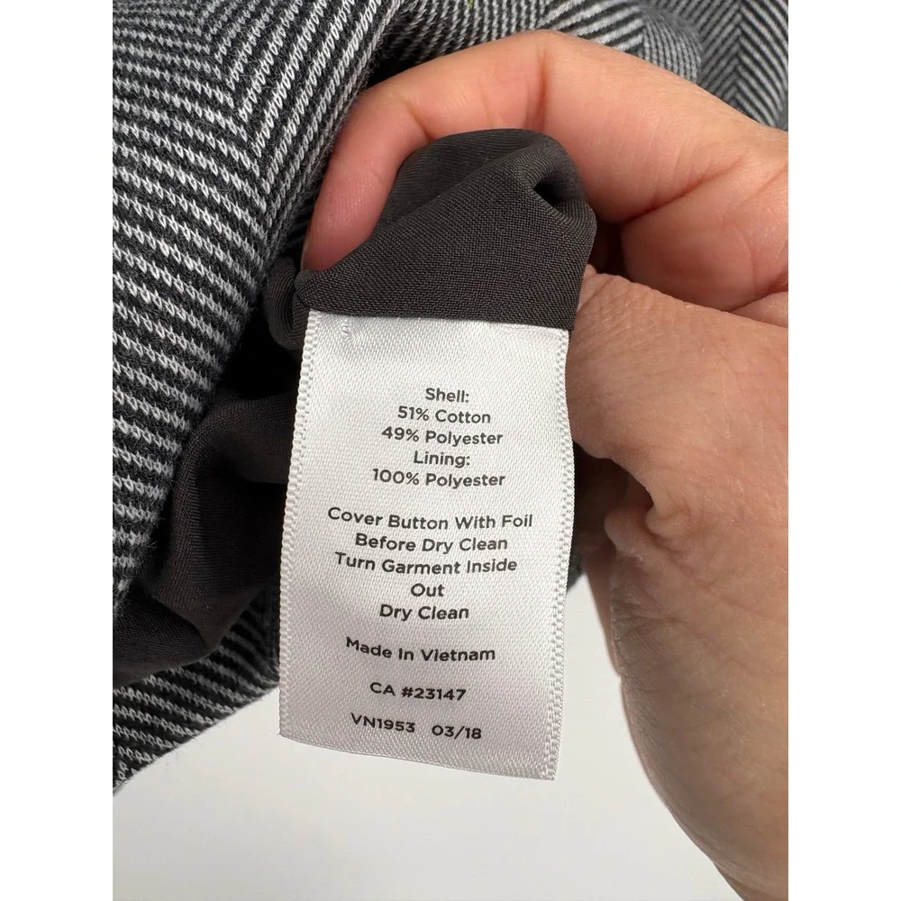 Talbots Blazer Women 14 Grey Aberdeen Herringbone Single Button Notchless Jacket